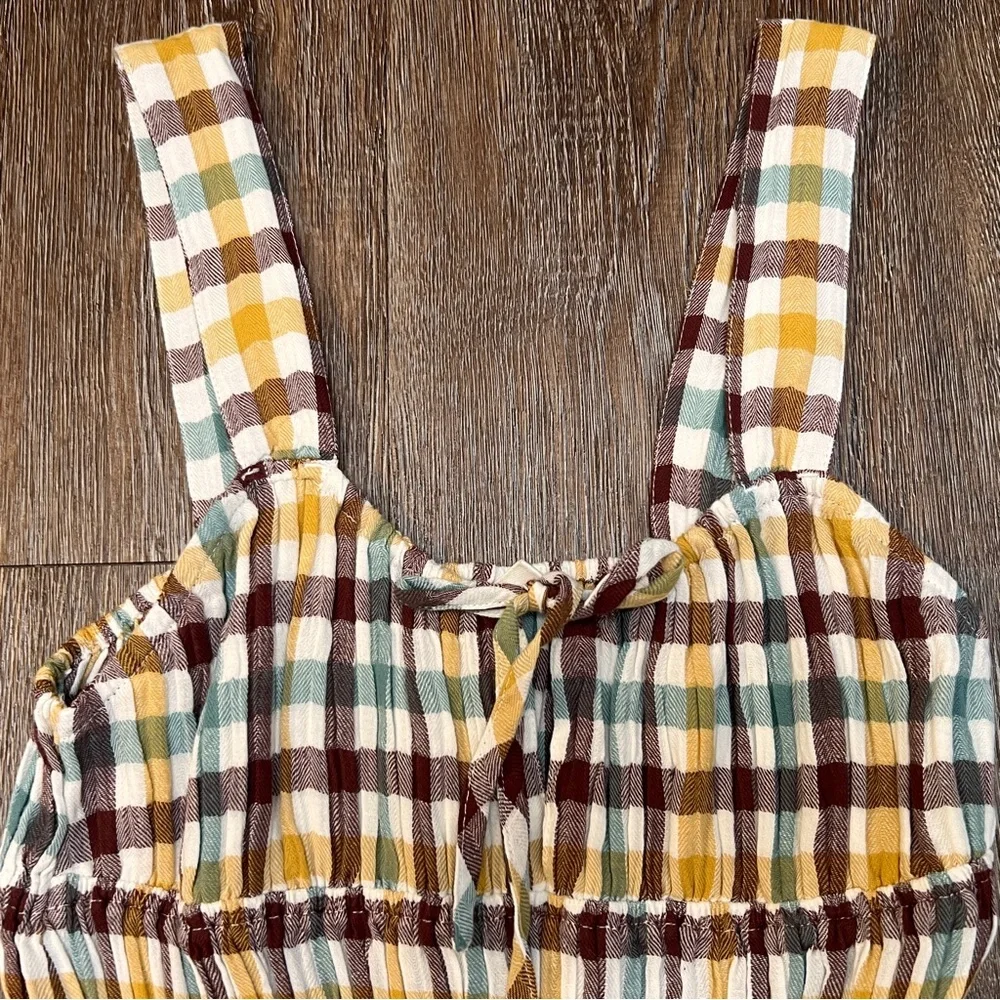 Roxy Paradise Breeze Plaid Babydoll Dress - Multi Plaid - Tiered Ruffle Mini - Picture 2 of 9